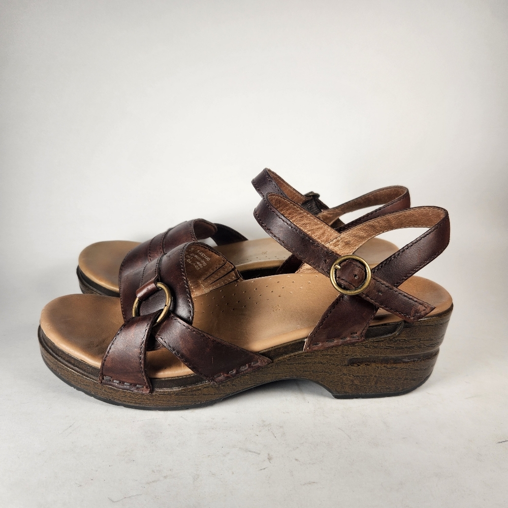 DANSKO Women's Melina Waxy Bark Sandal 39 / 9 Brown Leather Comfort Casual Shoe - Picture 4 of 10